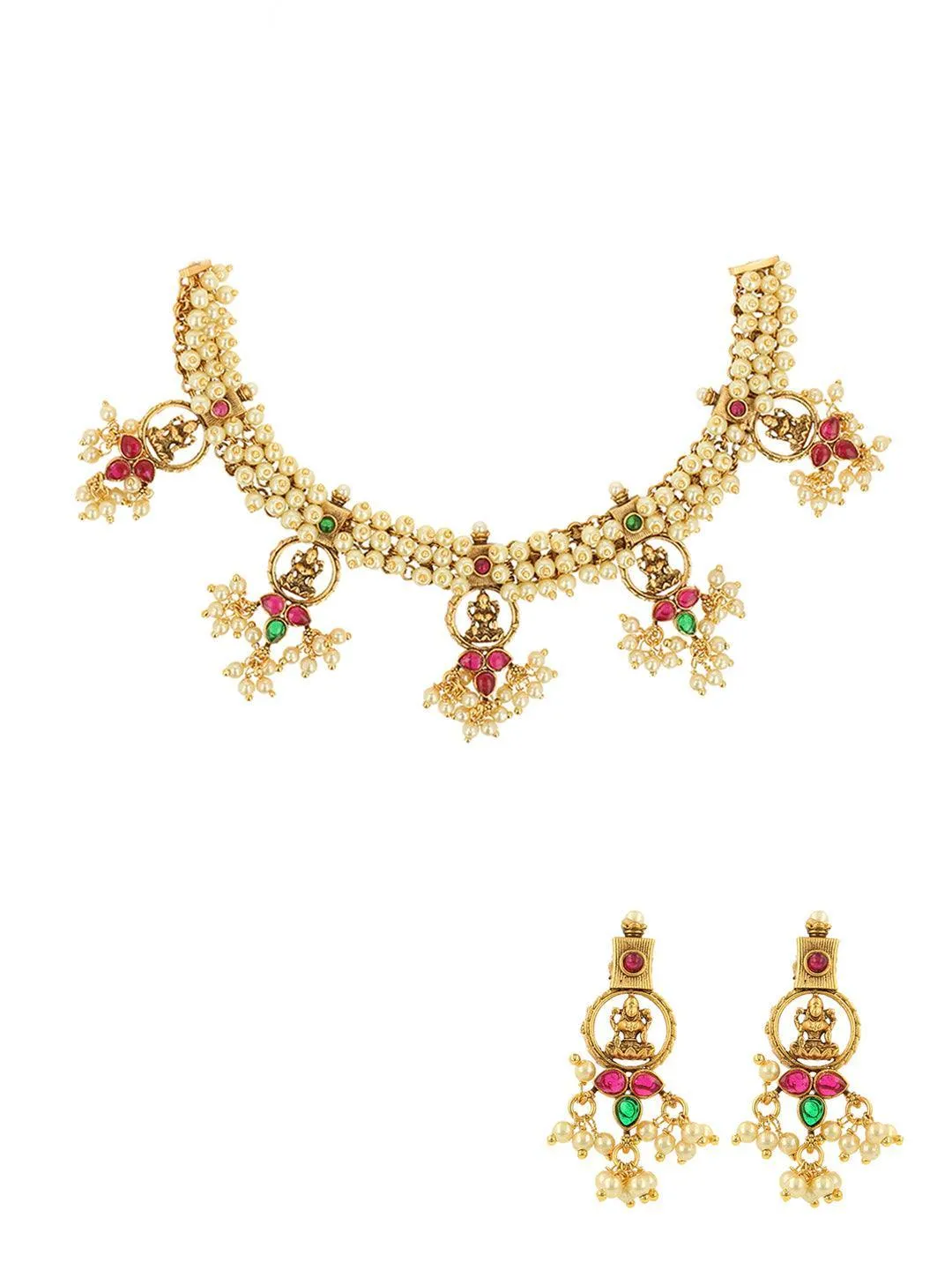 Lakshmi Pearl Necklace Temple Jewellery Set