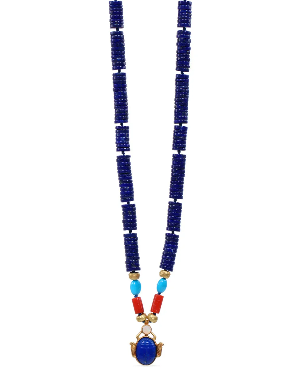 Lapis Heshi Scarab Pendant Necklace