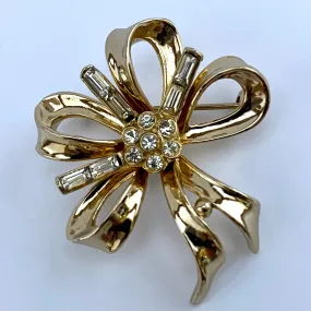 Late 50s/ Early 60s Coro Bow & Rhinestone Brooch