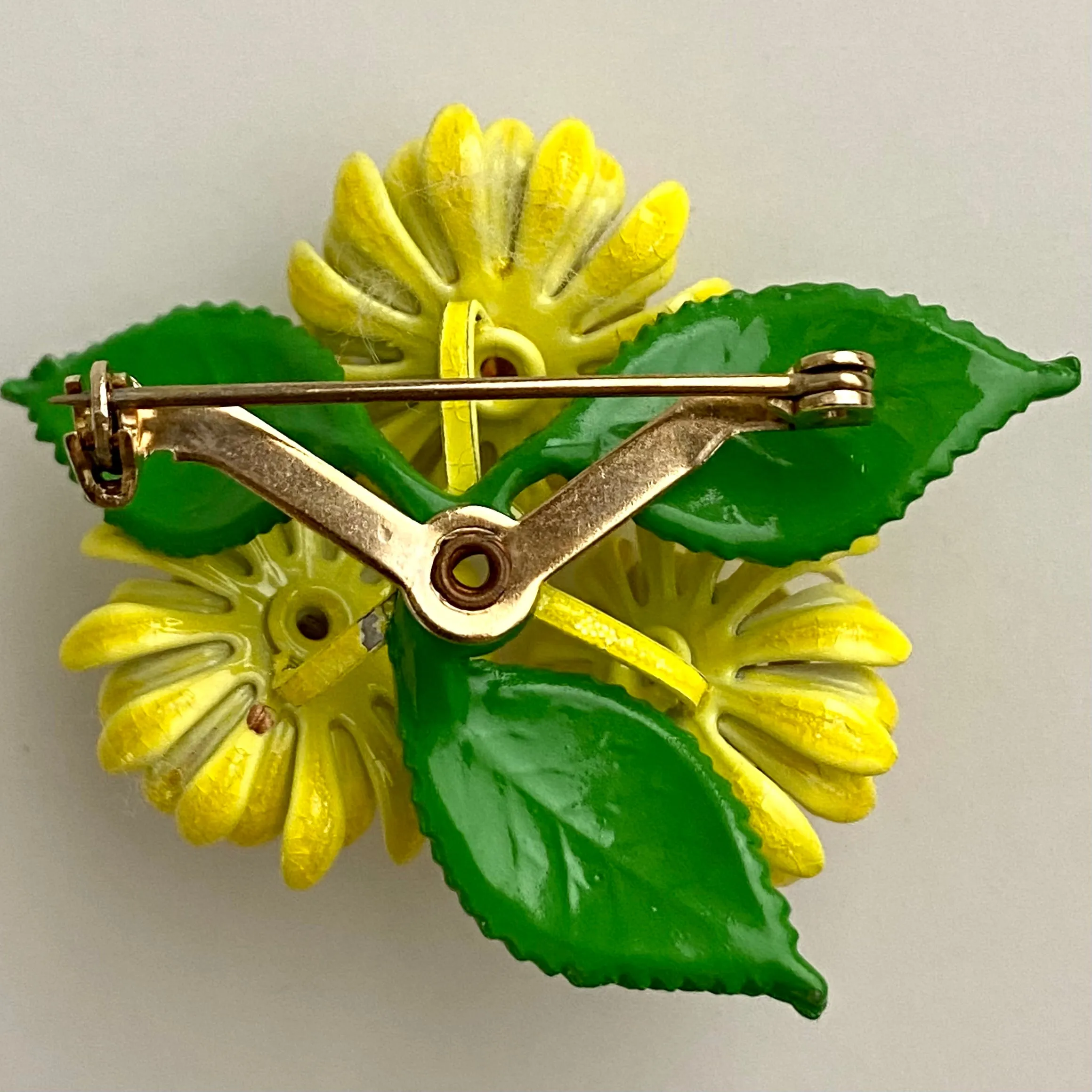 Late 60s/ Early 70's Enamel Flower Brooch & Matching Earrings