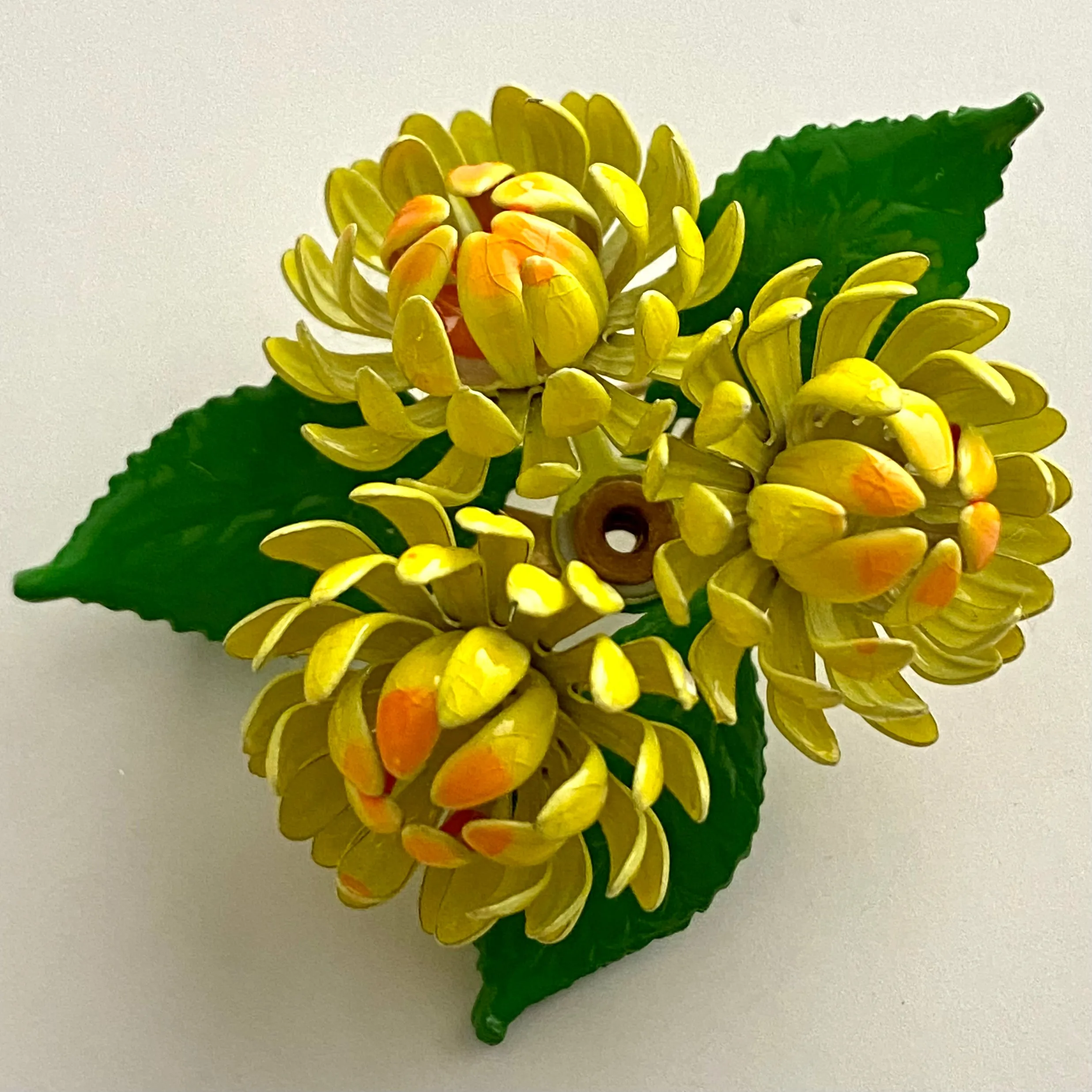 Late 60s/ Early 70's Enamel Flower Brooch & Matching Earrings