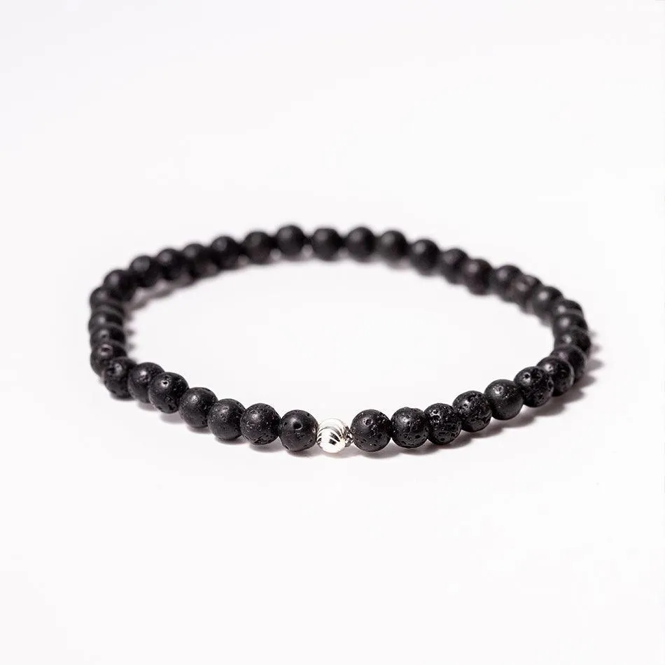 Lava Stone Gemstone Bracelet 4mm