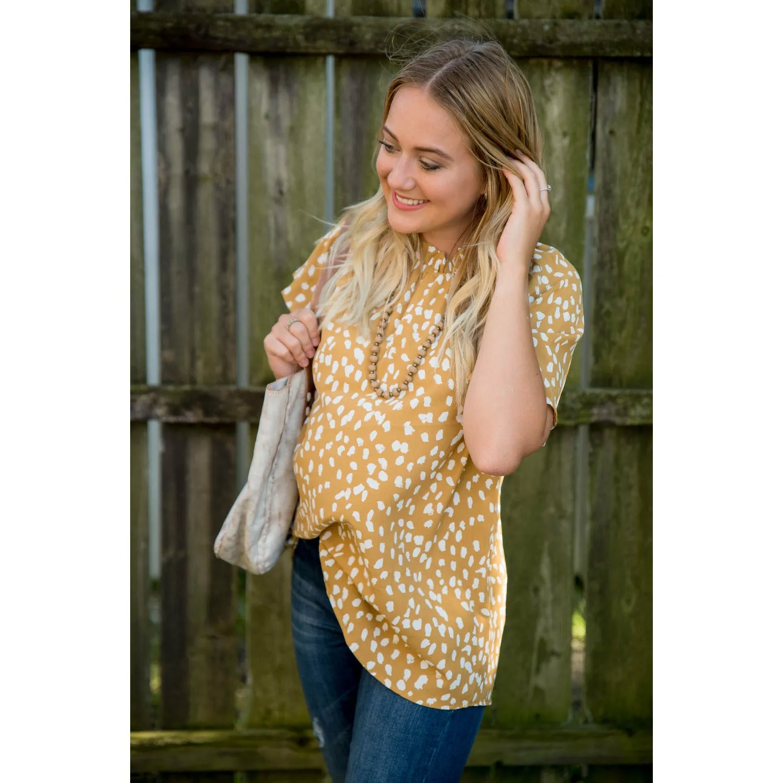 Leopard Cinched Neck Blouse