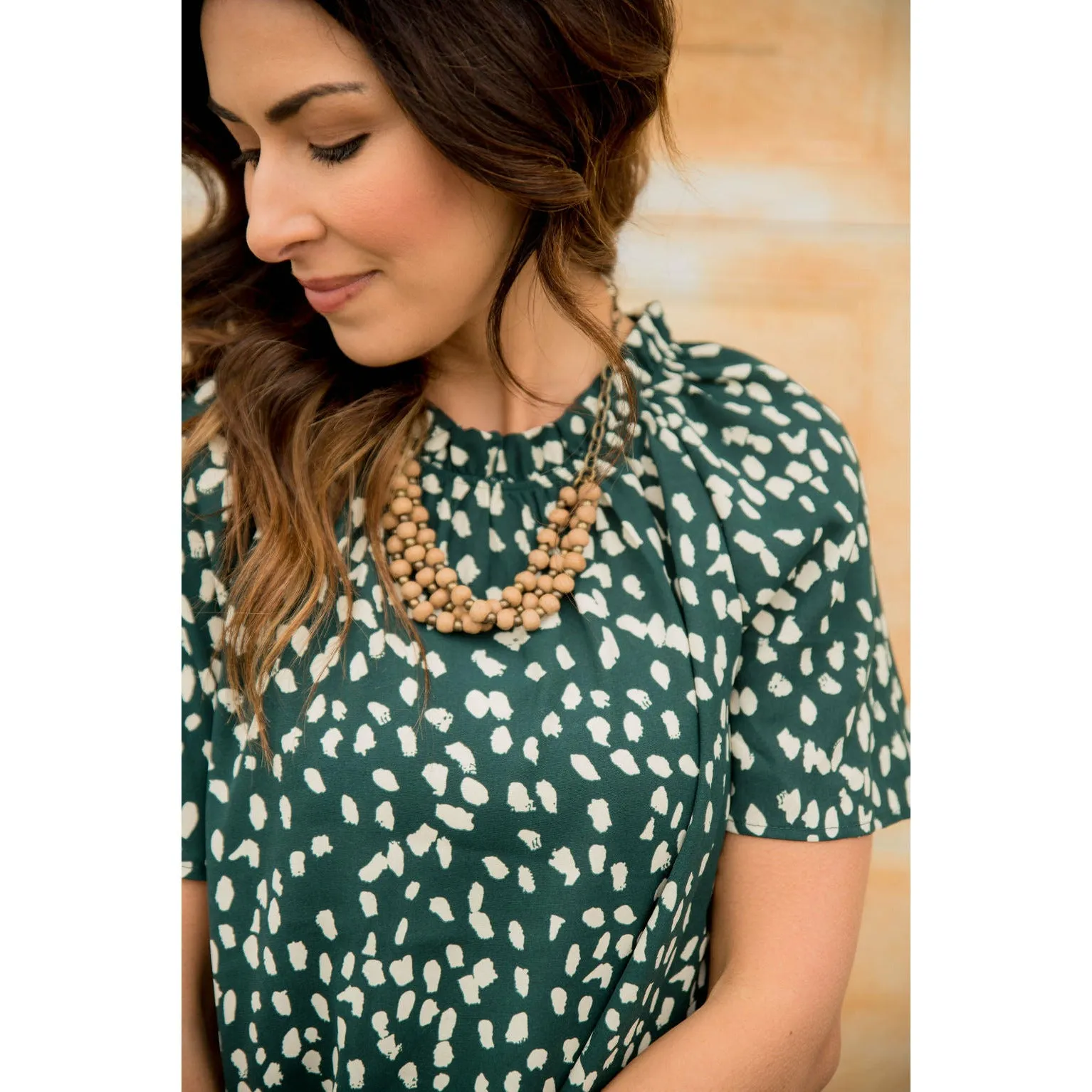 Leopard Cinched Neck Blouse