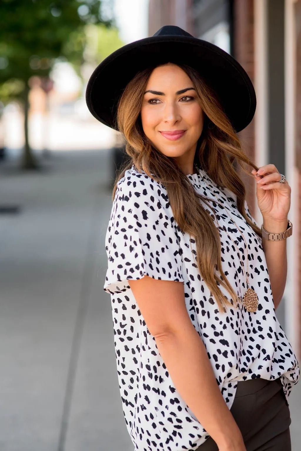 Leopard Cinched Neck Blouse