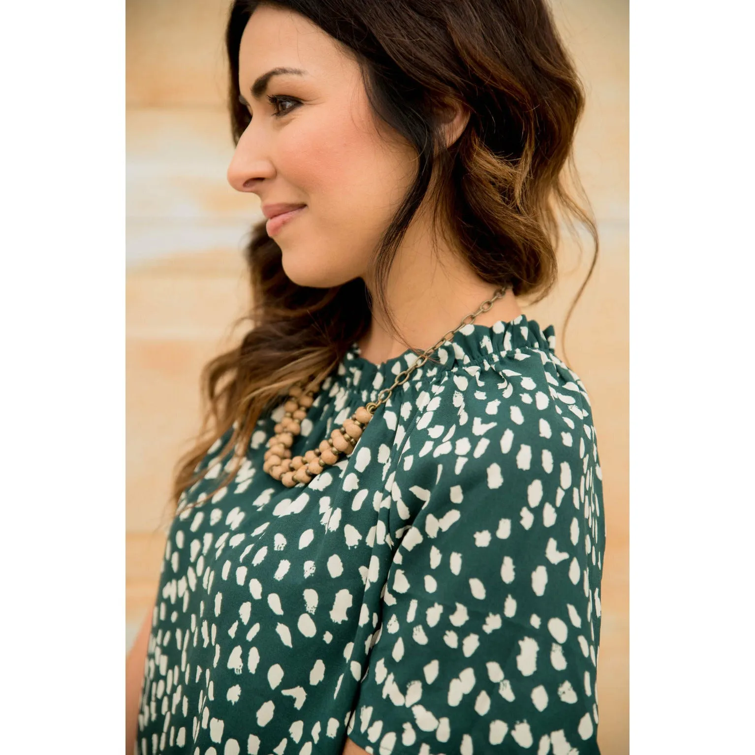 Leopard Cinched Neck Blouse