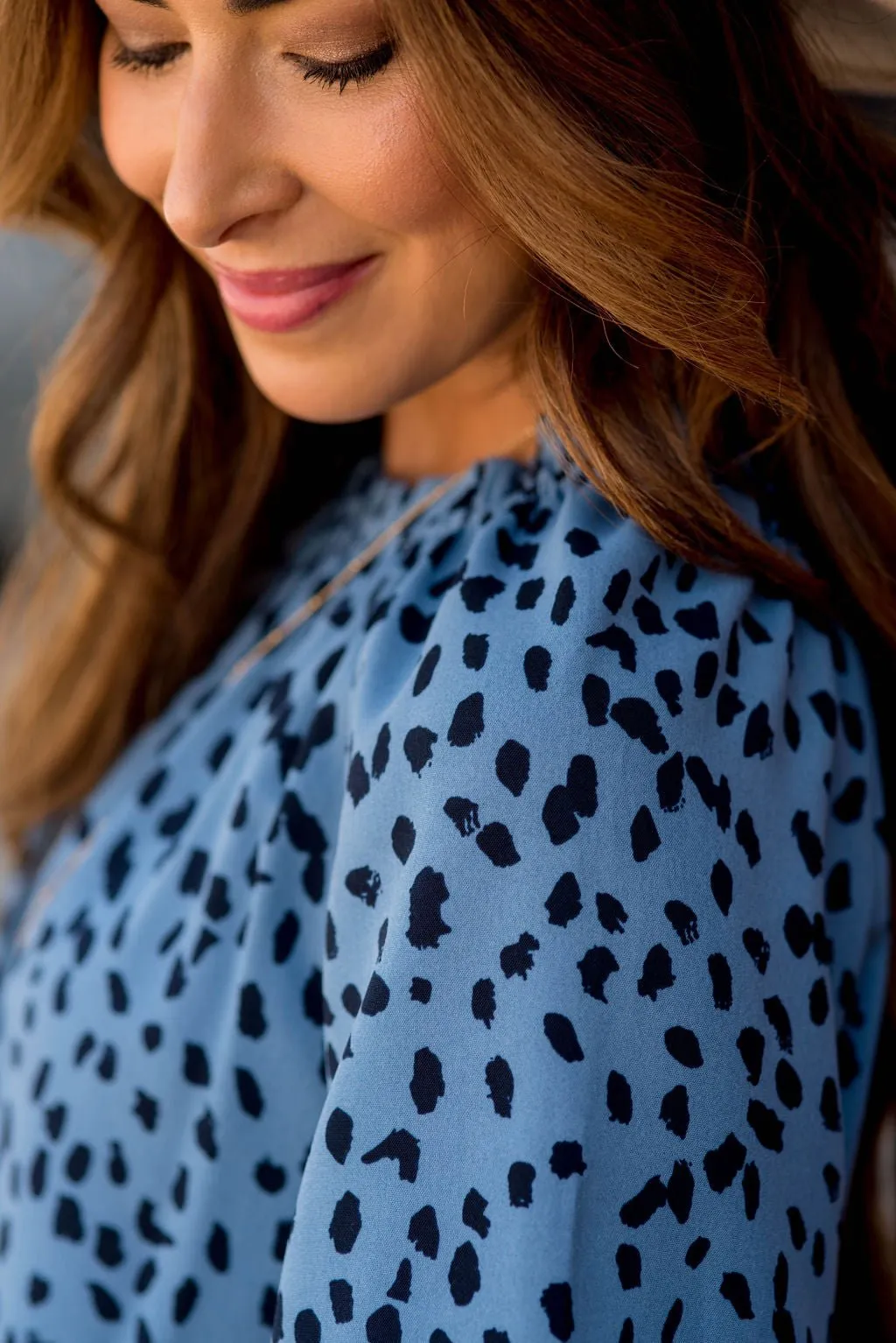 Leopard Cinched Neck Blouse