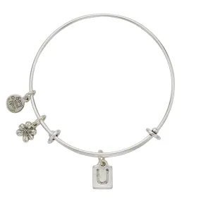 Letter U Charm Bangle Bracelet