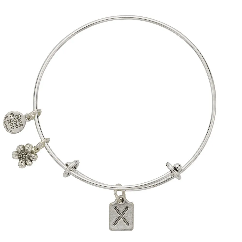 Letter X Charm Bangle Bracelet