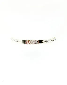 LOVE BAR ID BEADED STRETCH-SILVER