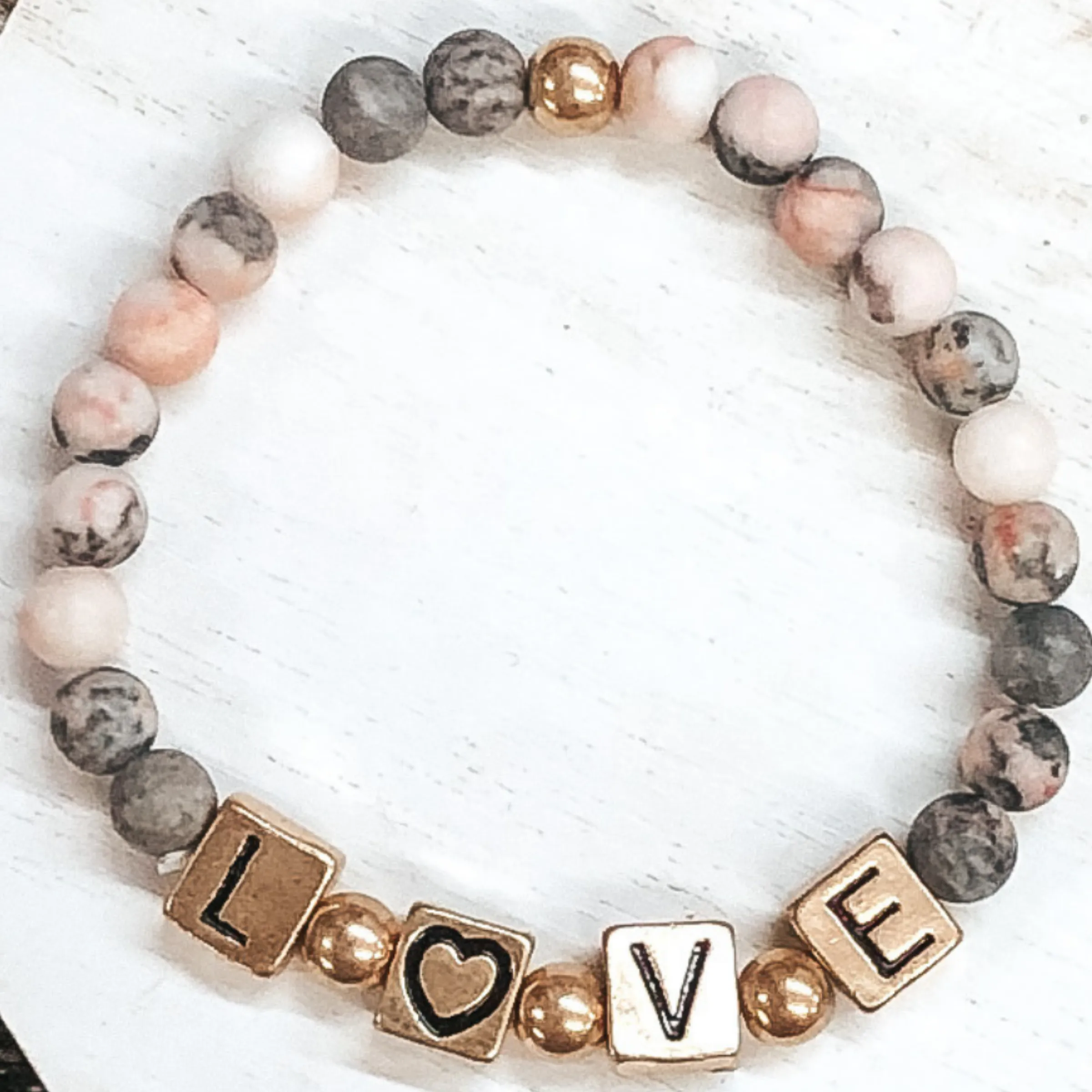 Love Yourself Bracelet in Pink Marble