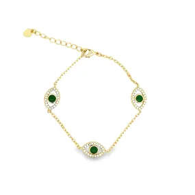 Lucky Eye CZ Cable Chain Bracelet (I228)