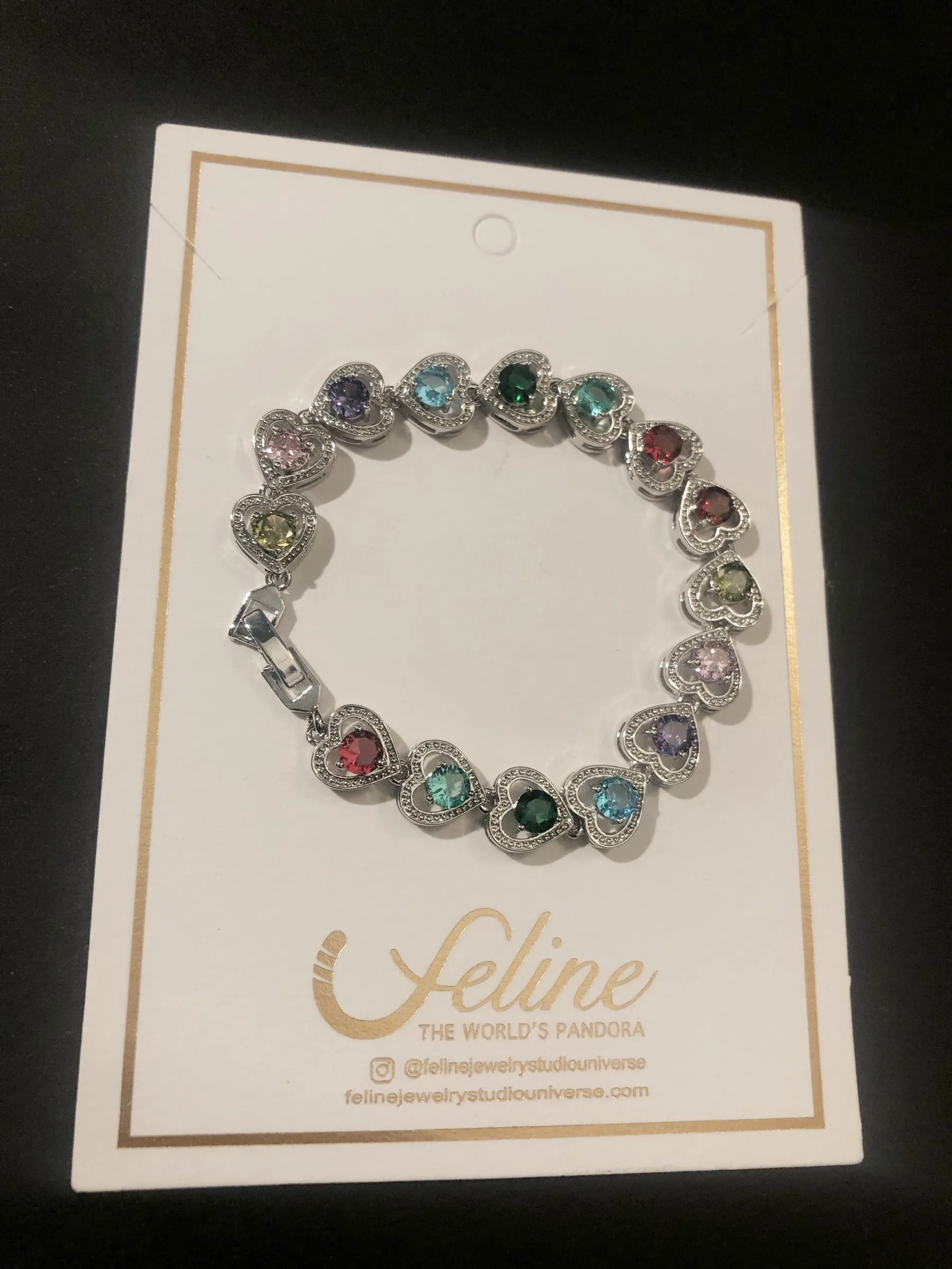 LuiLui Multi Stone Silver Heart Bracelet