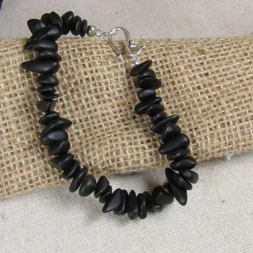 Man's Black Rustic Beaded  Bracelet