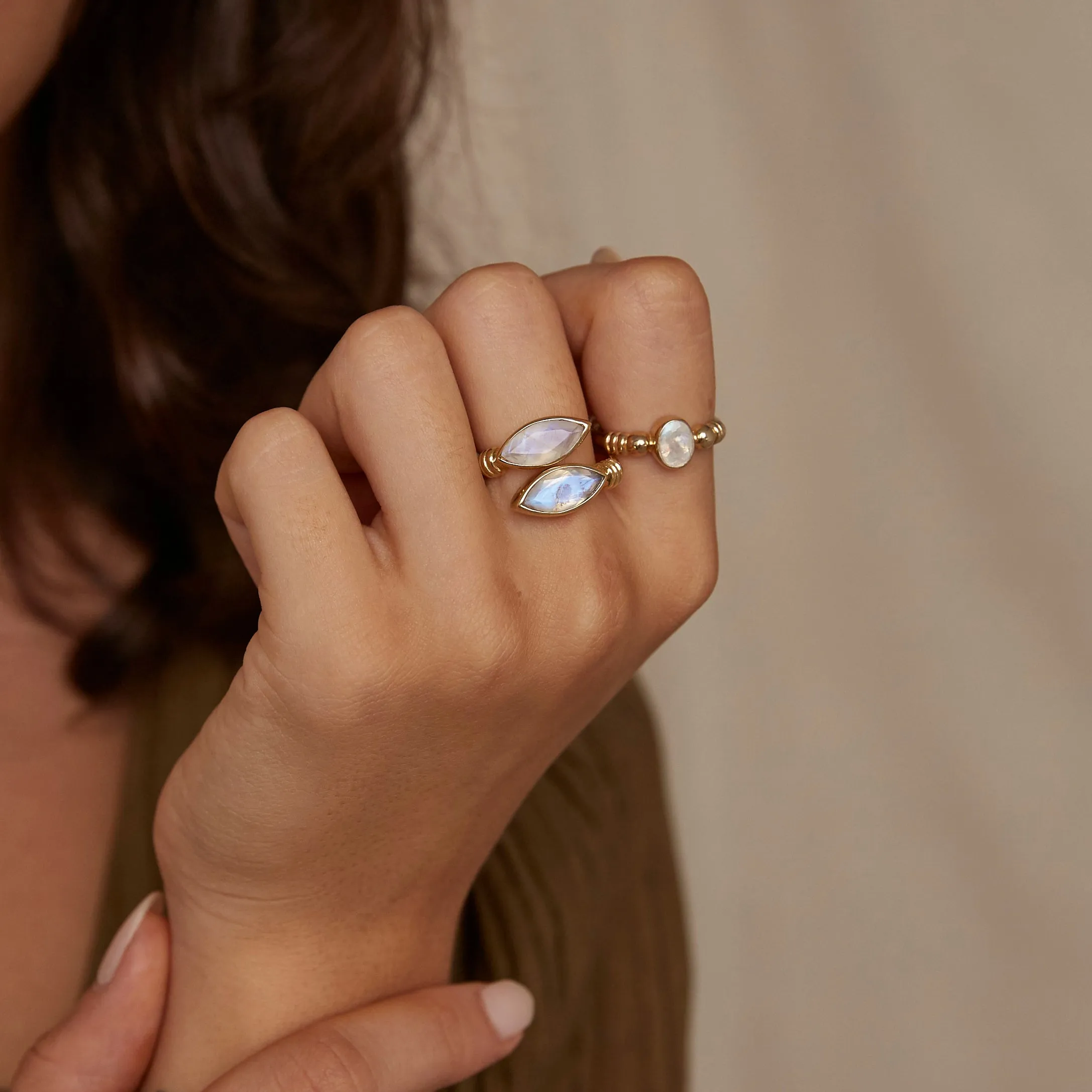 Medusa Moonstone Gold Ring