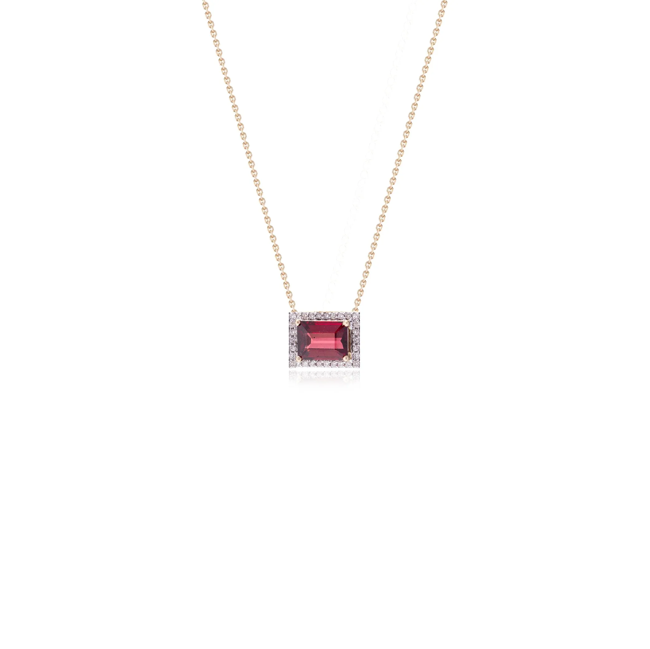 Meher Garnet and Diamond Necklace in 14K Gold