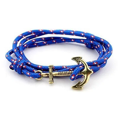 Men Jewelry Navy wind DIY Anchor Bracelet Weave Multilayer Bracelet for Women Cuir Bouton Pression Gold Plated Tom Hope