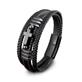 Men's Cross Bracelet <br> Multi Layer