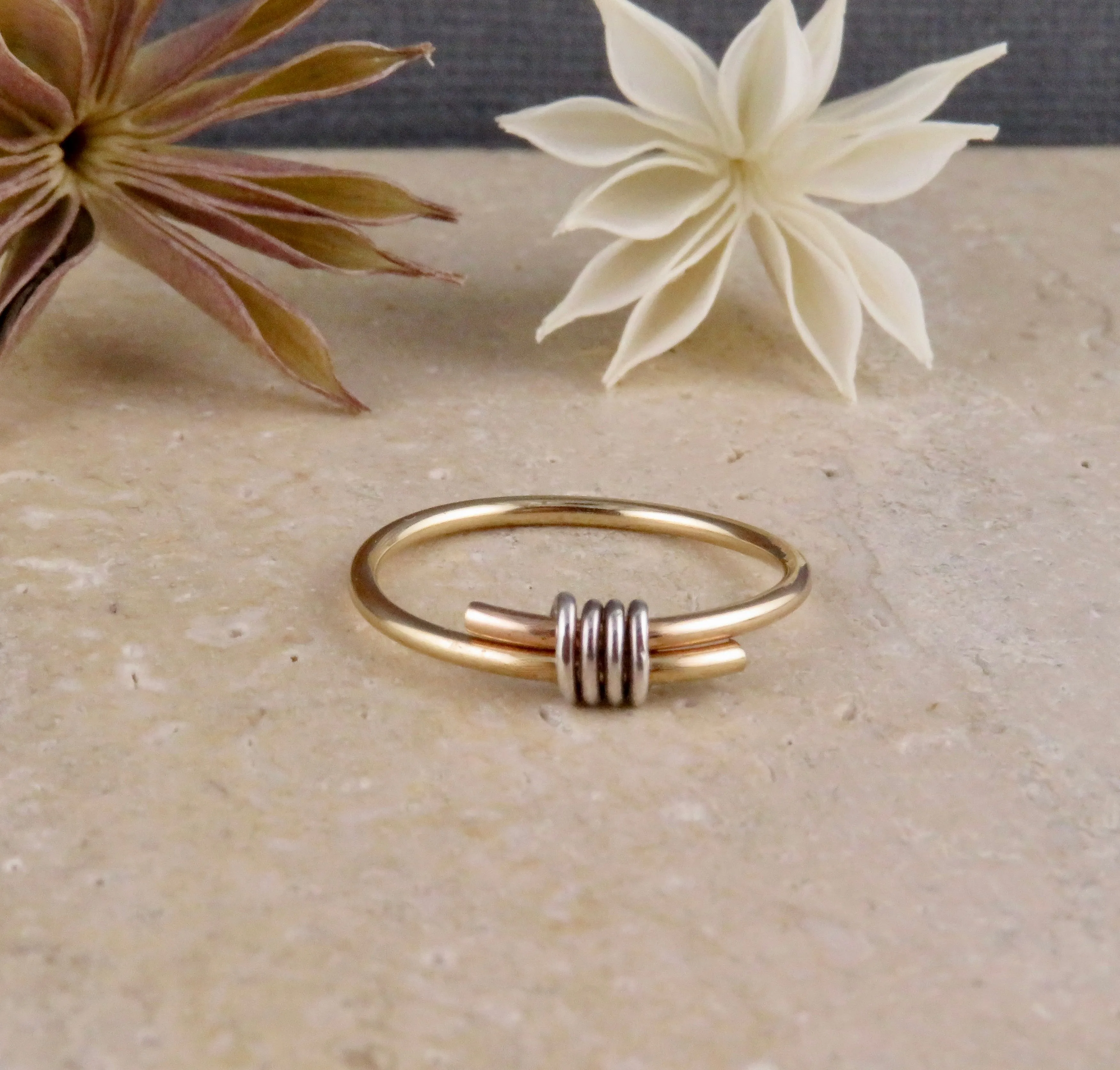 Mixed Metal Wrapped Wire Ring