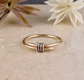 Mixed Metal Wrapped Wire Ring