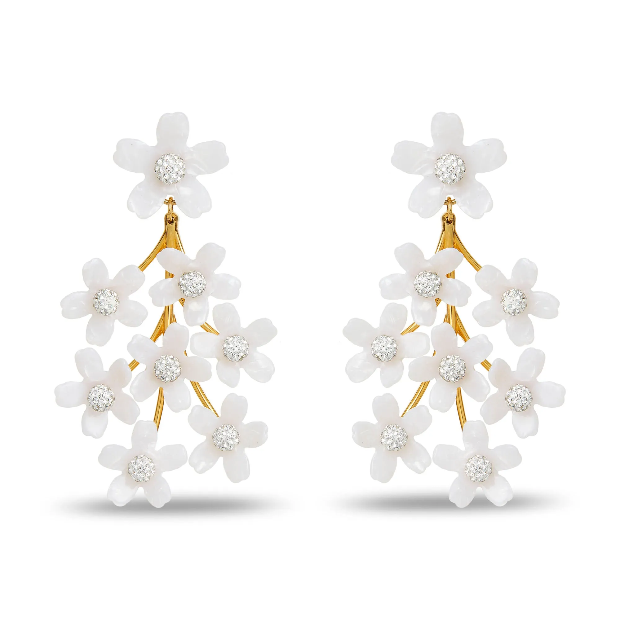 MOTHER OF PEARL GARDEN BOUQUET CHANDELIER EARRINGS