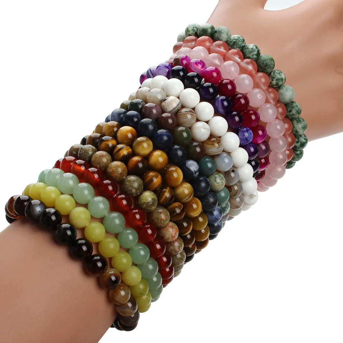 Multicolored Aventurine Blue Round Sandstone beaded bracelets for women