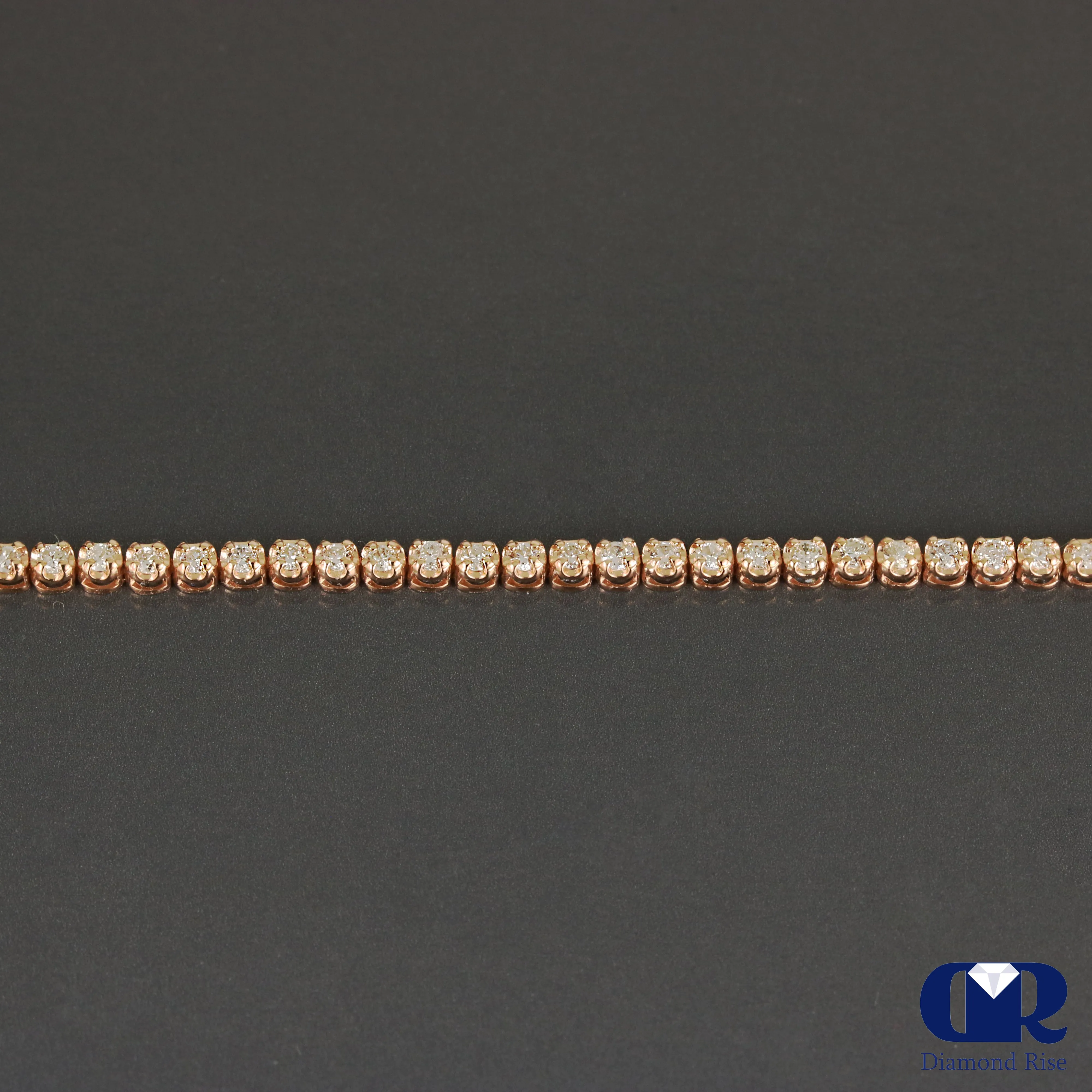 Natural 1.00 Carat Round Cut Diamond Tennis Bracelet 14K Rose Gold