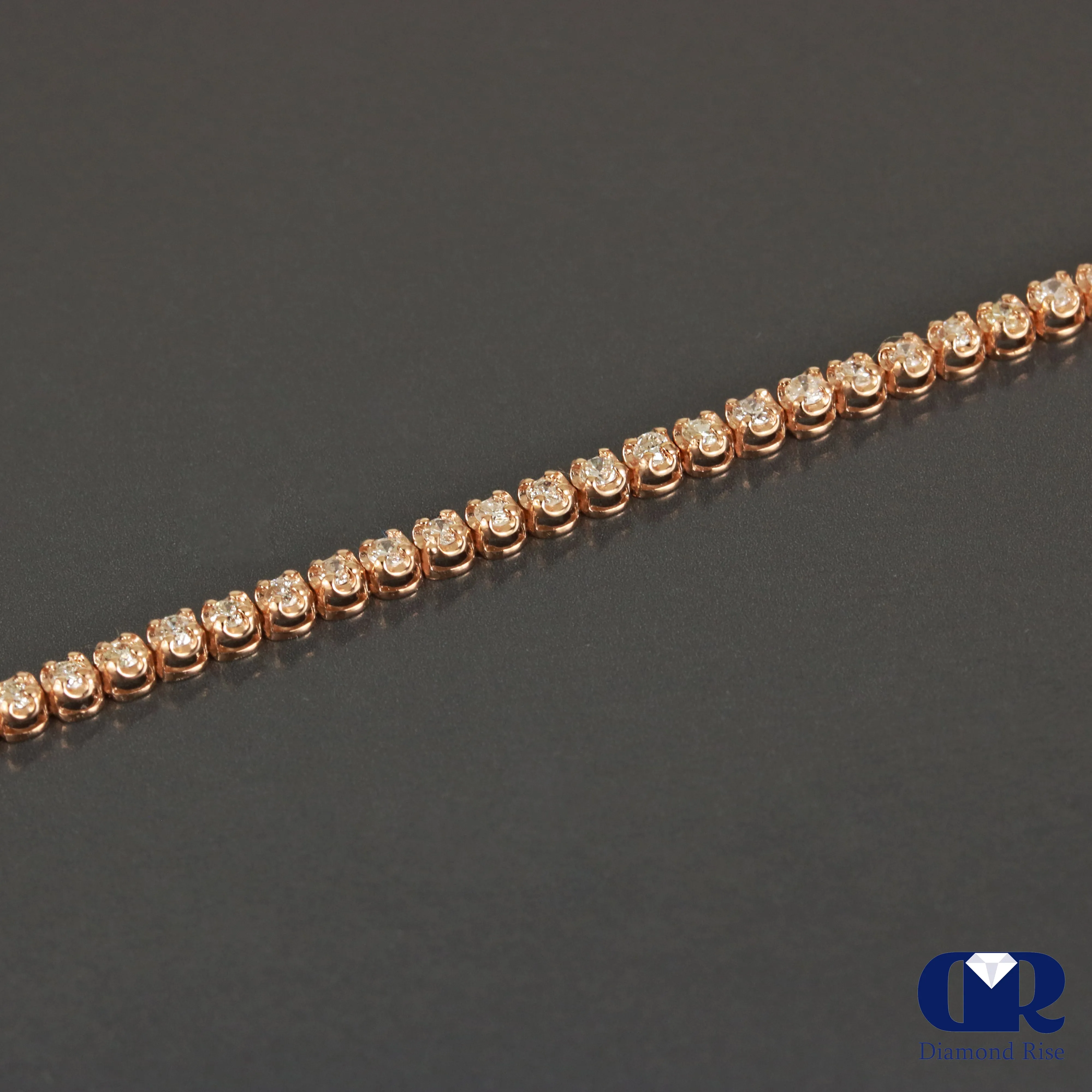 Natural 1.00 Carat Round Cut Diamond Tennis Bracelet 14K Rose Gold