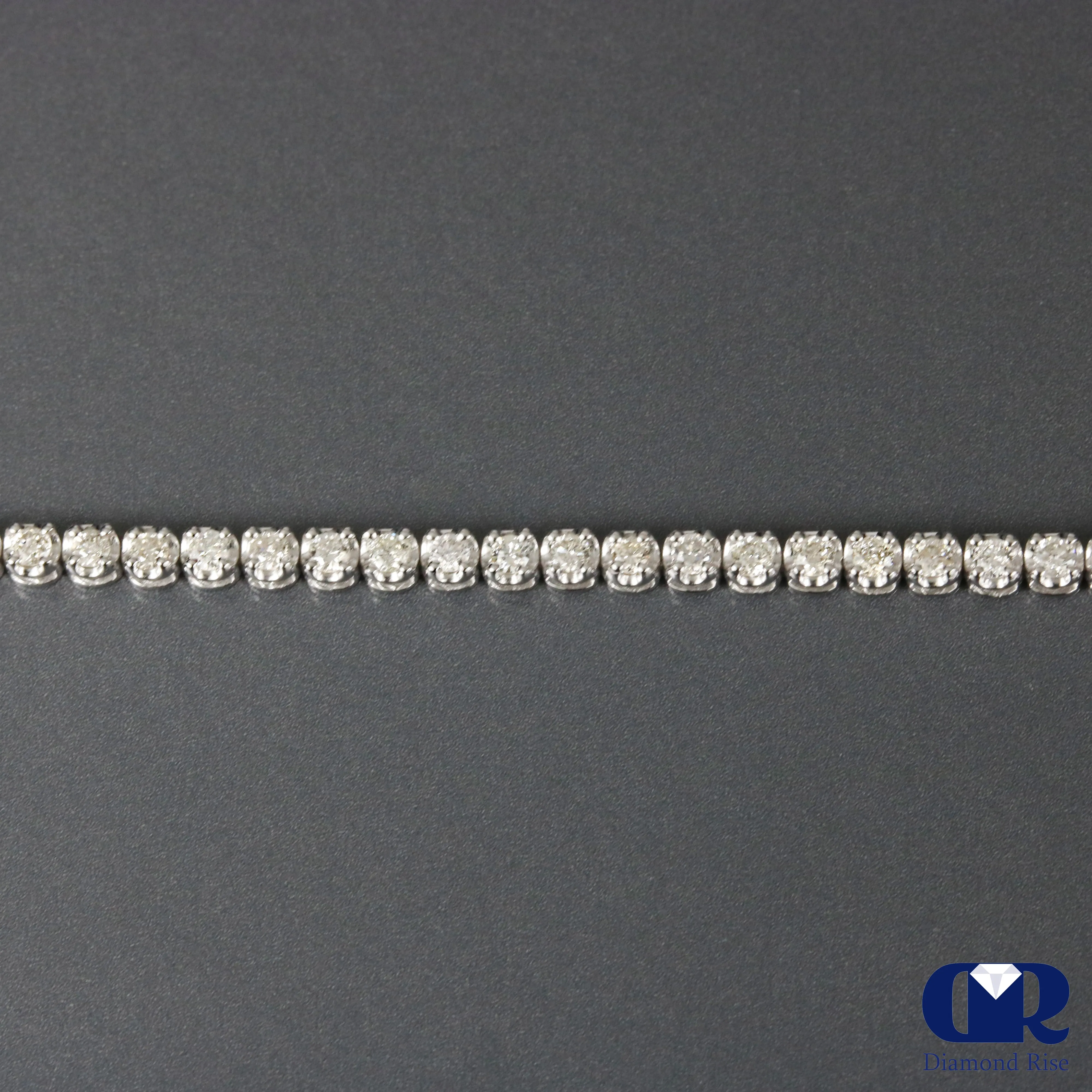 Natural 1.00 Carat Round Cut Diamond Tennis Bracelet In 14K White Gold 7"