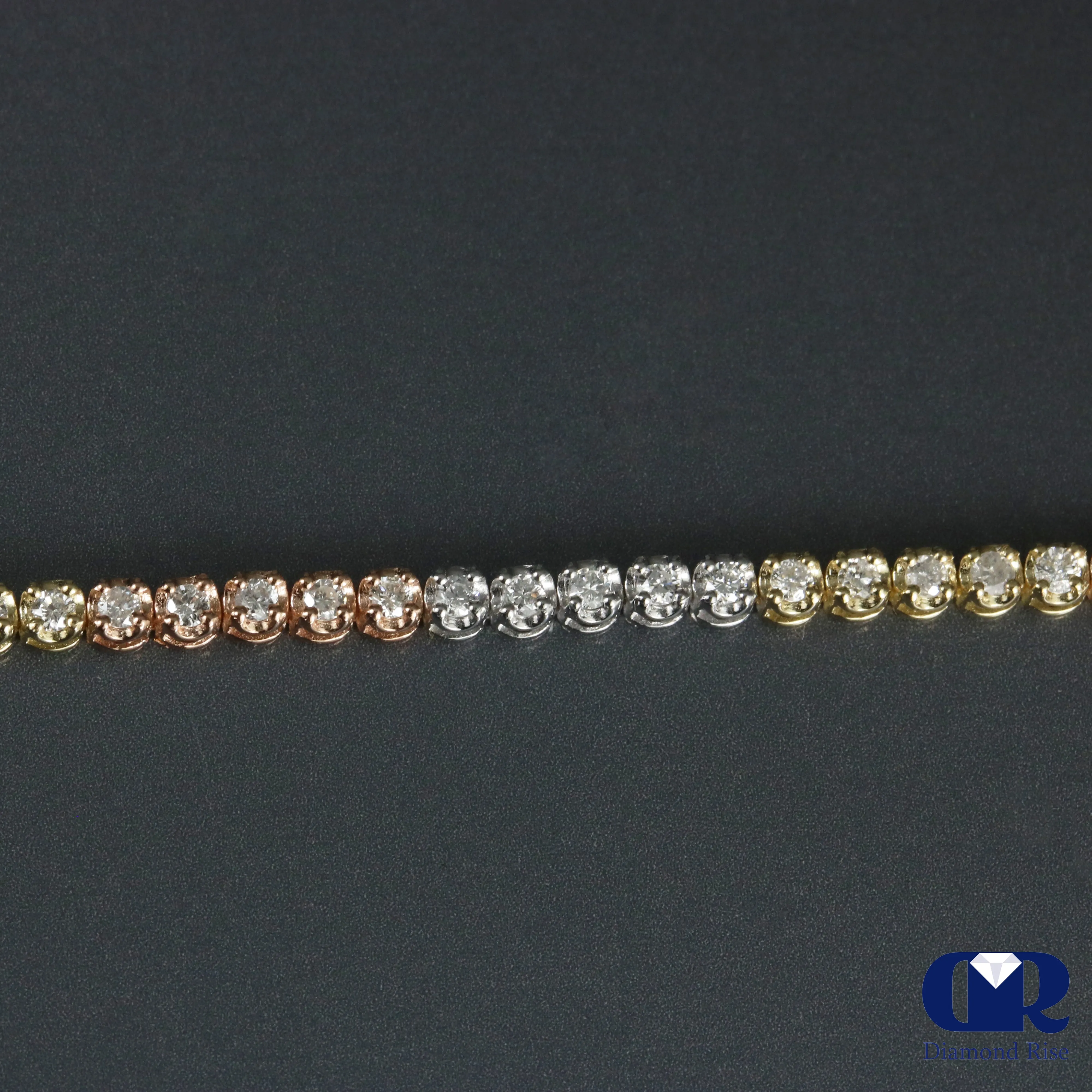 Natural 1.00 Ct Round Cut Diamond Tennis Bracelet In 14K Multicolor