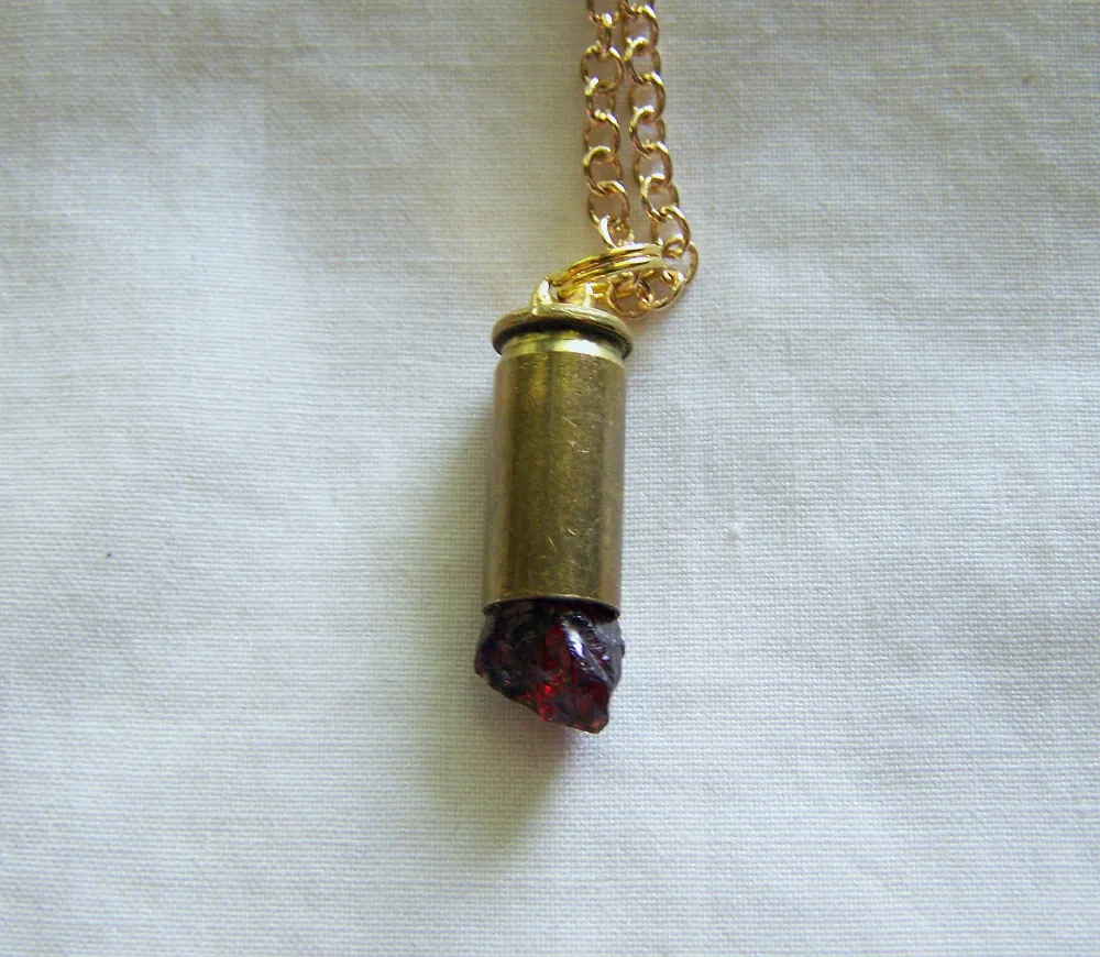 Natural Dark Red Garnet Raw Gemstone Bullet Jewelry Pendant