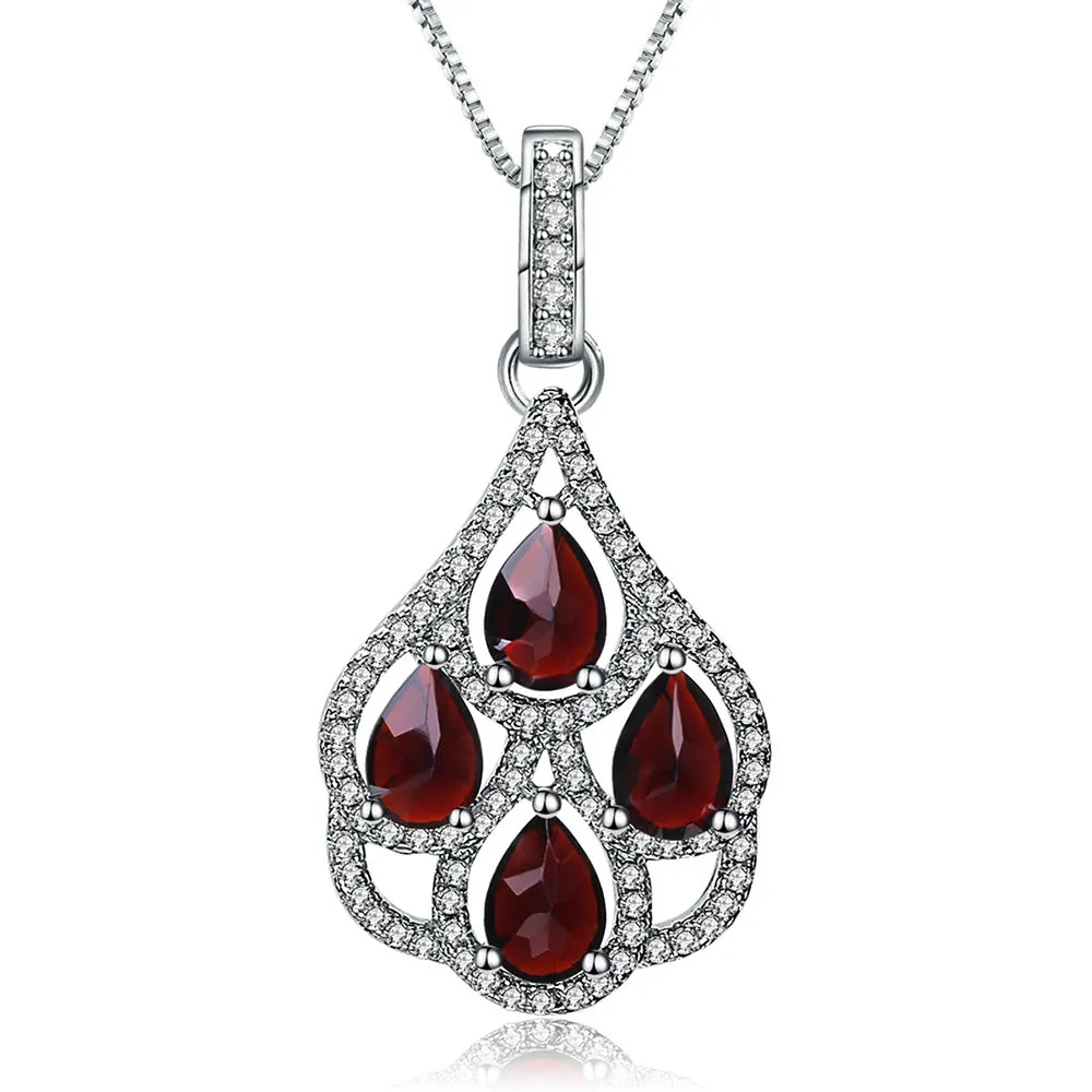 Natural Garnet Creative Pendant Silver Necklace for Women