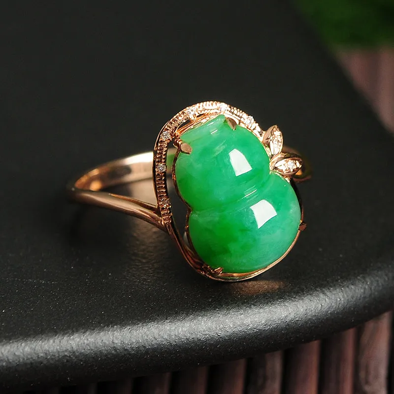 Natural Jade Ring Jadeite Gold Gourd Ring RG53