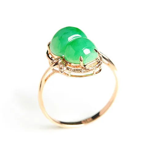 Natural Jade Ring Jadeite Gold Gourd Ring RG53