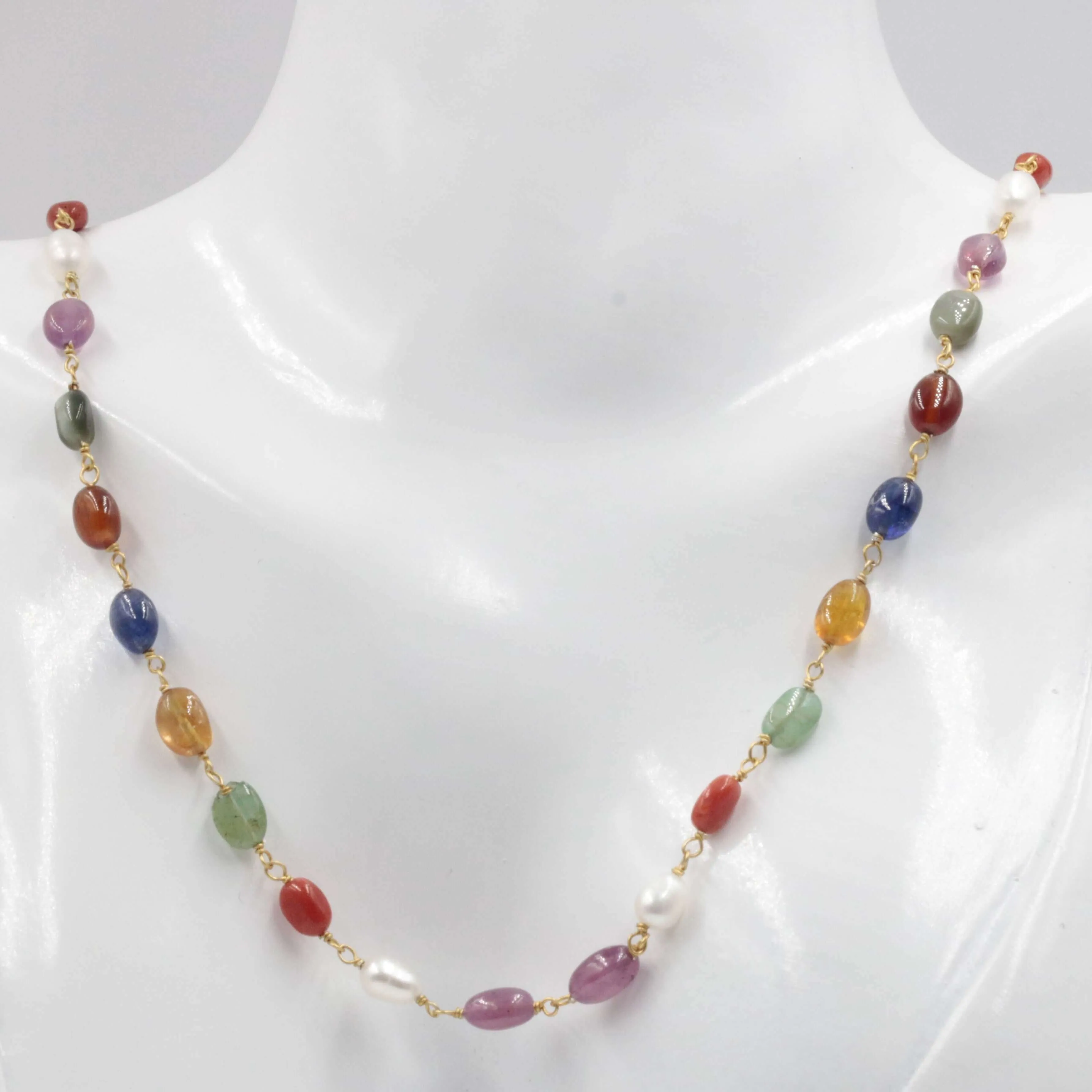 Natural Navratna Necklace Nine Gemstones Necklace Nine Gems Navratna Necklace Ruby Sapphire Necklace Emerald Navratna Necklace SKU: 6142752