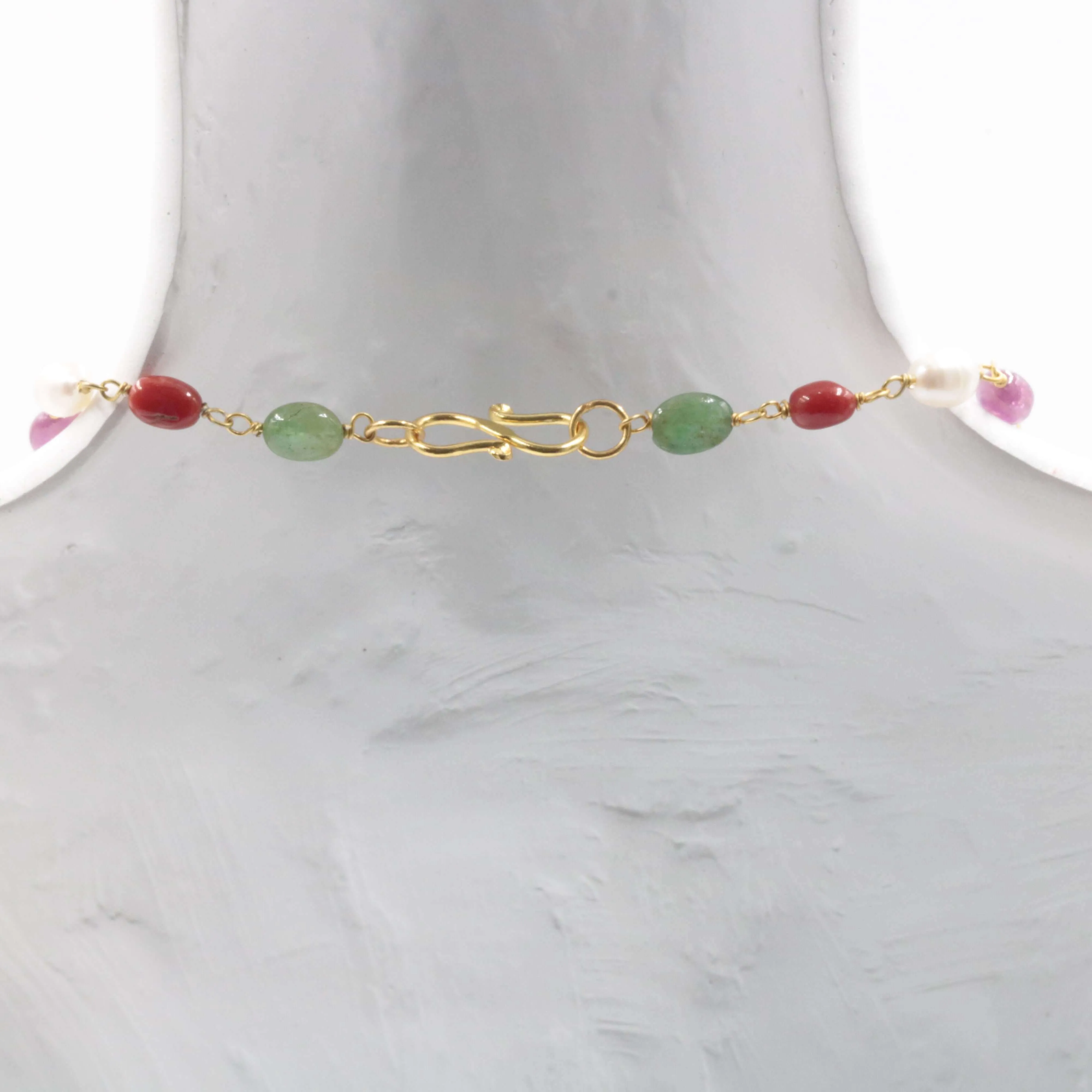 Natural Navratna Necklace Nine Gemstones Necklace Nine Gems Navratna Necklace Ruby Sapphire Necklace Emerald Navratna Necklace SKU: 6142752