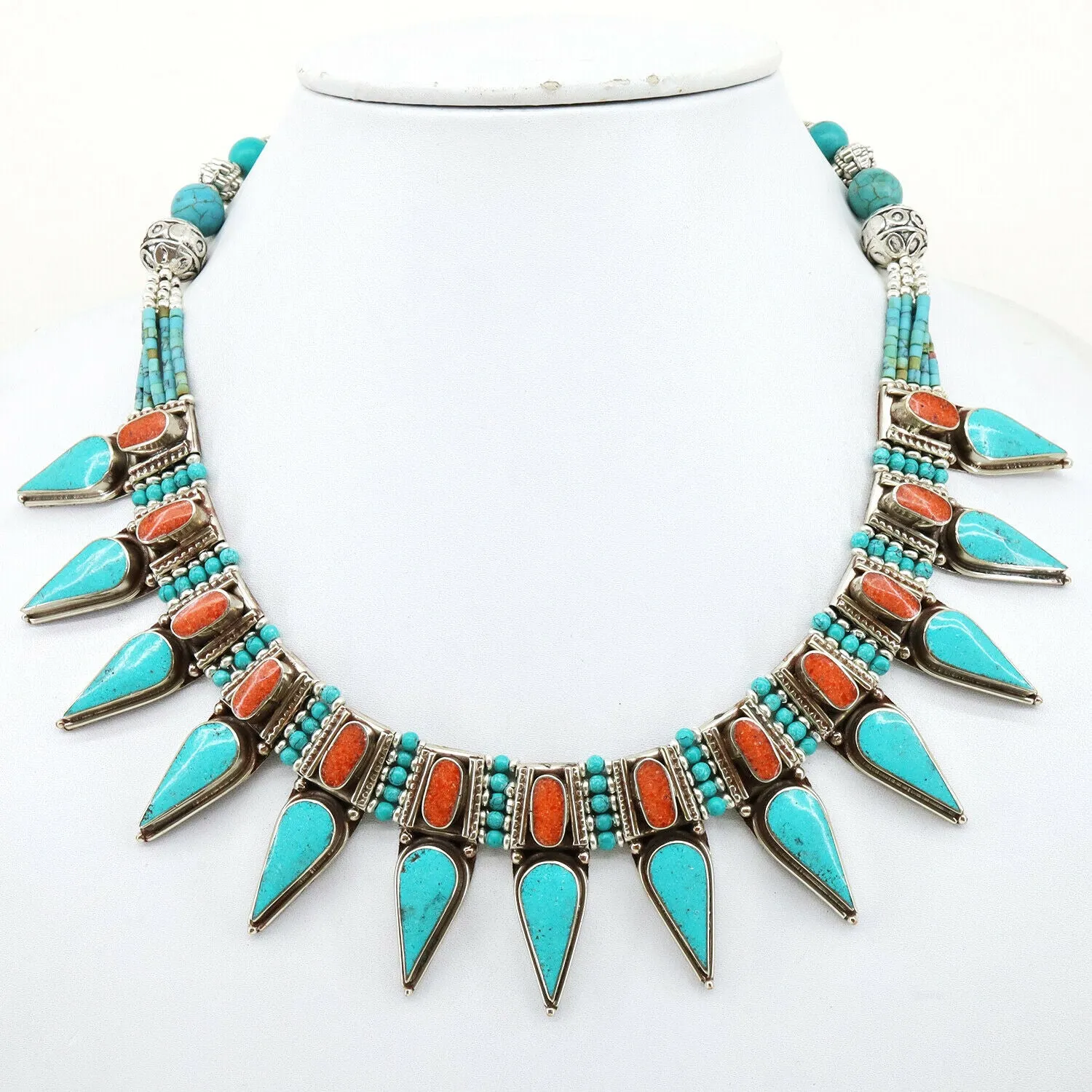 Natural Turquoise Thai Hill Tribe Handmade Statement Necklace