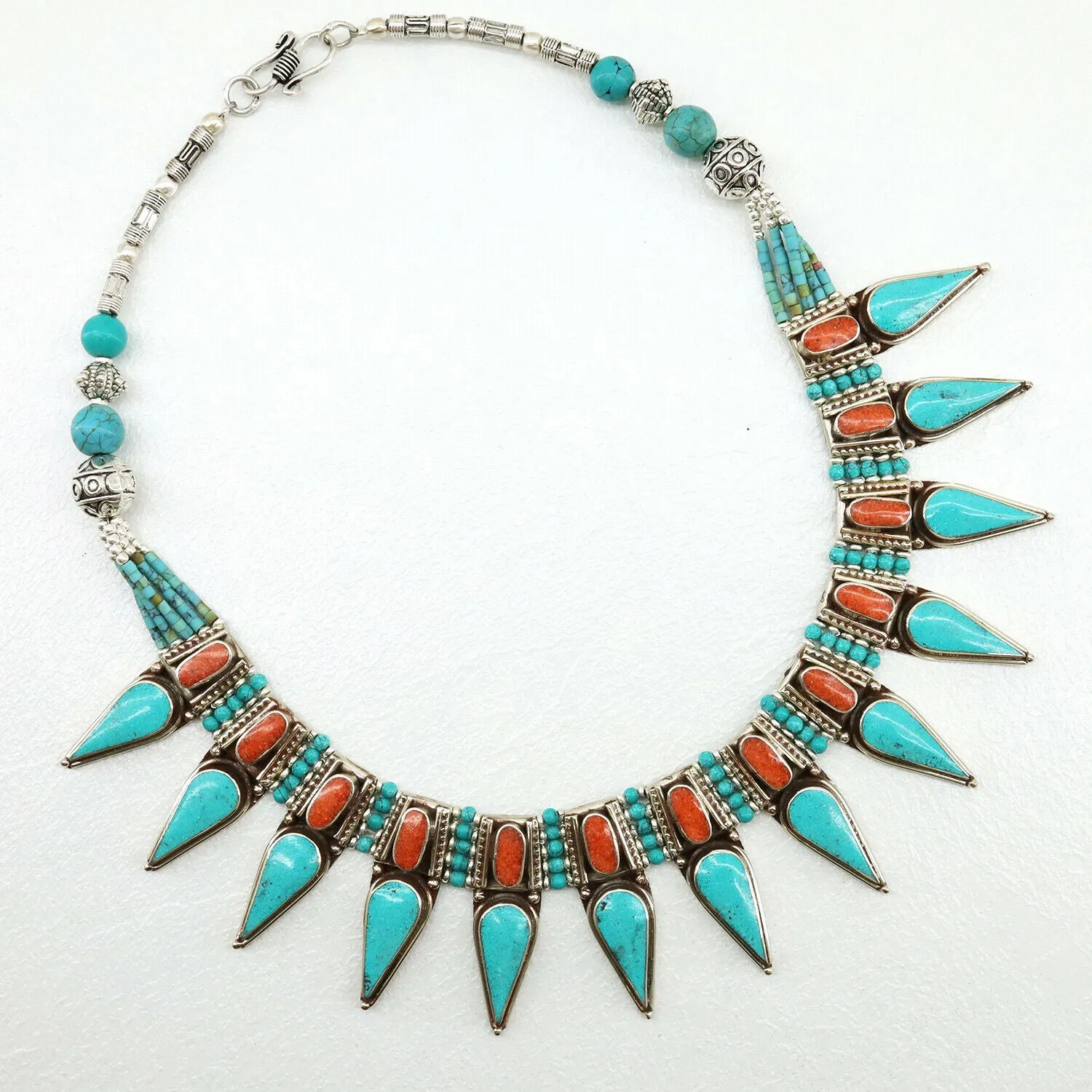 Natural Turquoise Thai Hill Tribe Handmade Statement Necklace