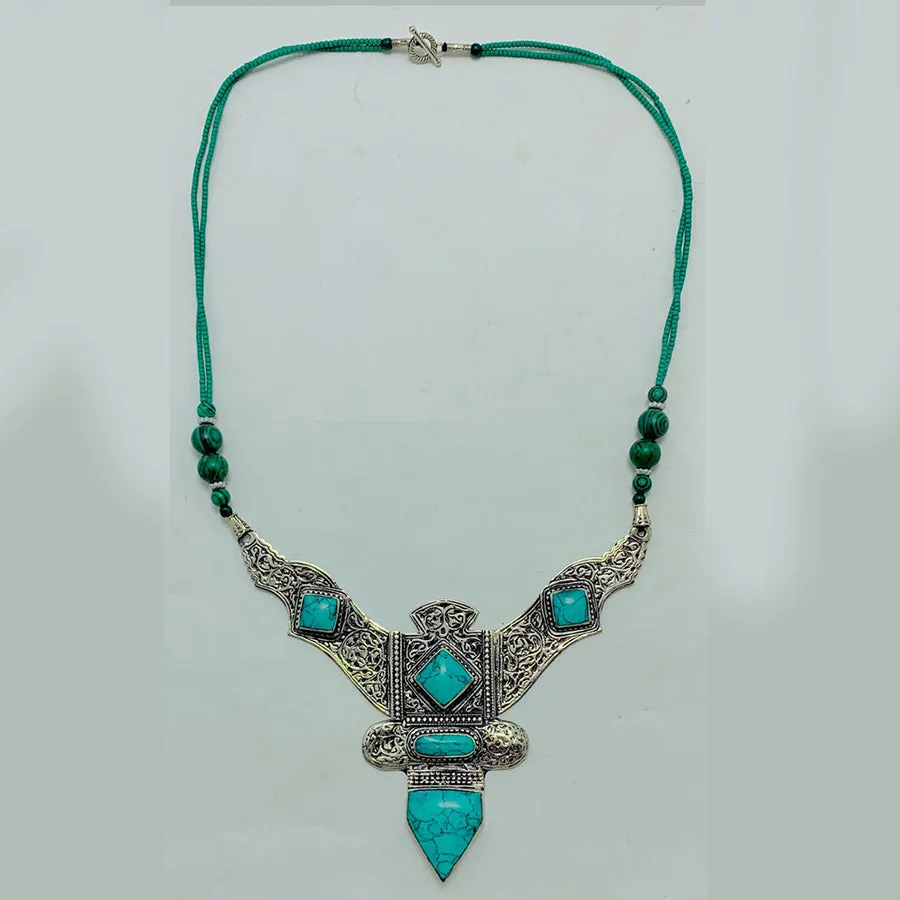 Nepalese Turquoise Green Handmade Necklace