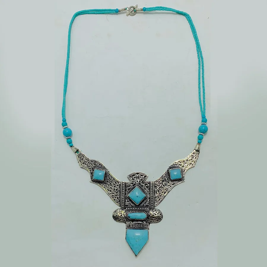 Nepalese Turquoise Green Handmade Necklace