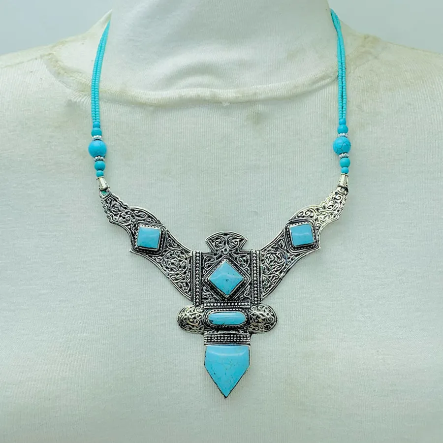 Nepalese Turquoise Green Handmade Necklace