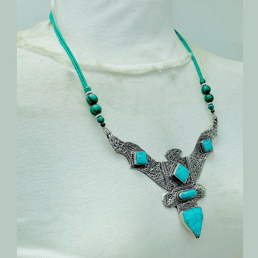 Nepalese Turquoise Green Handmade Necklace