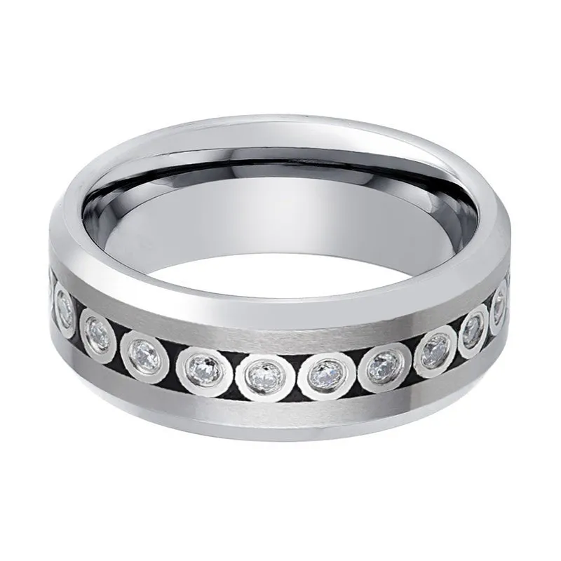 NESO | Tungsten Ring Bezel Set CZ Eternity