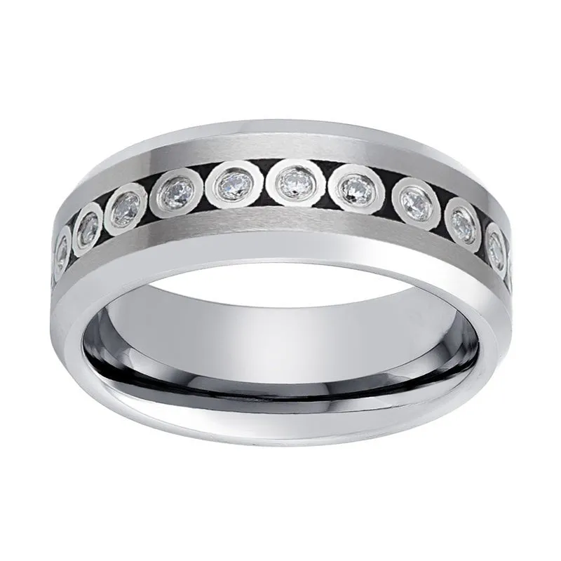 NESO | Tungsten Ring Bezel Set CZ Eternity