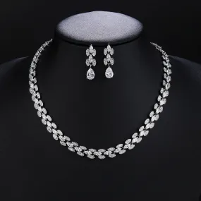 New Sparkling Cubic Zirconia Wedding Banquet Necklace Earrings Set Bridal Party Costume Jewelry Sets CN10647