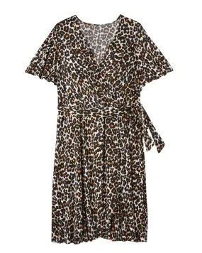 Newbury Flutter Sleeve Wrap Dress | Brown / Tan