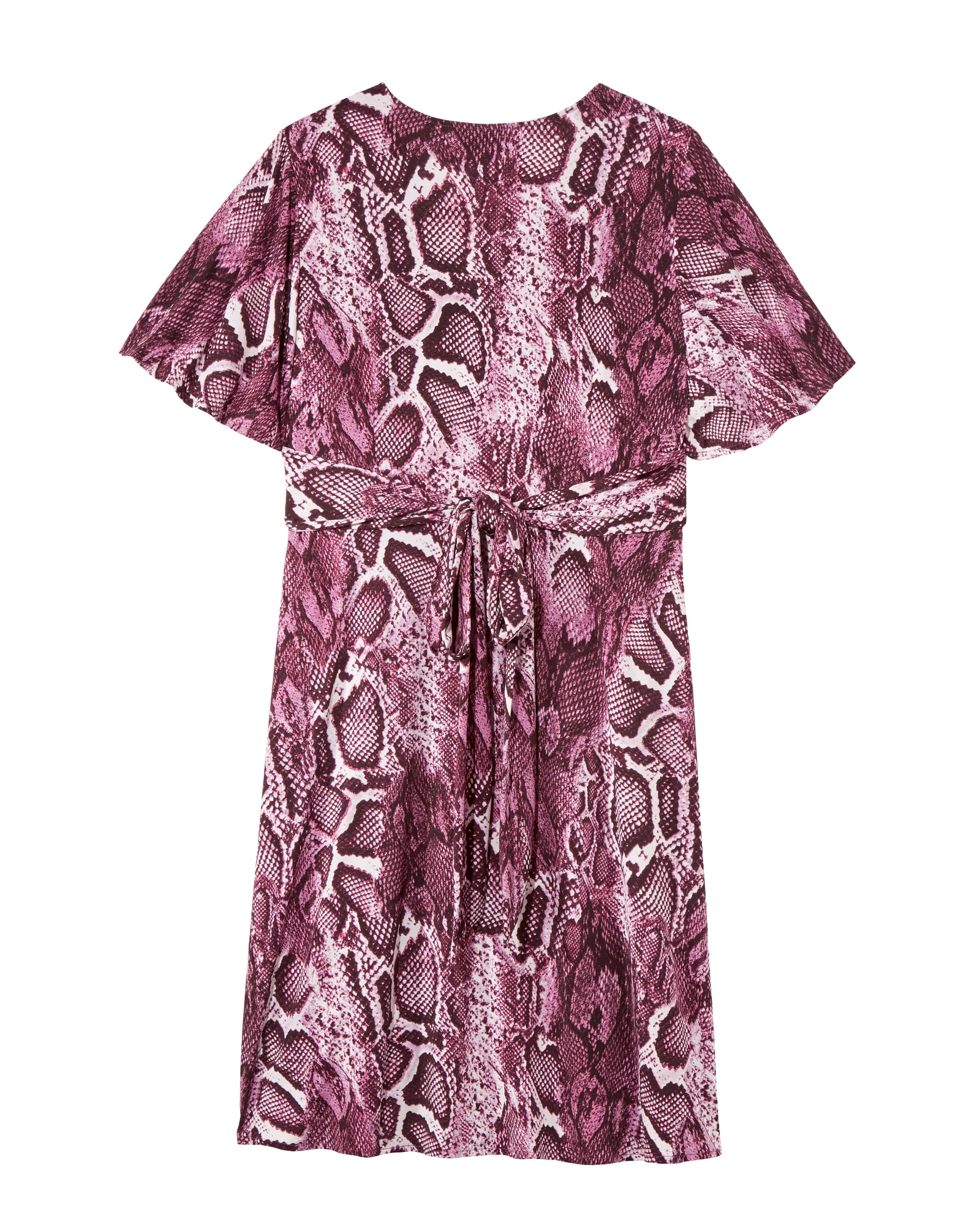 Newbury Flutter Sleeve Wrap Dress | Pink / White