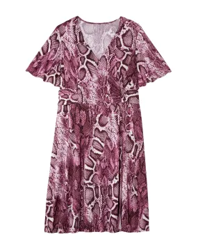 Newbury Flutter Sleeve Wrap Dress | Pink / White