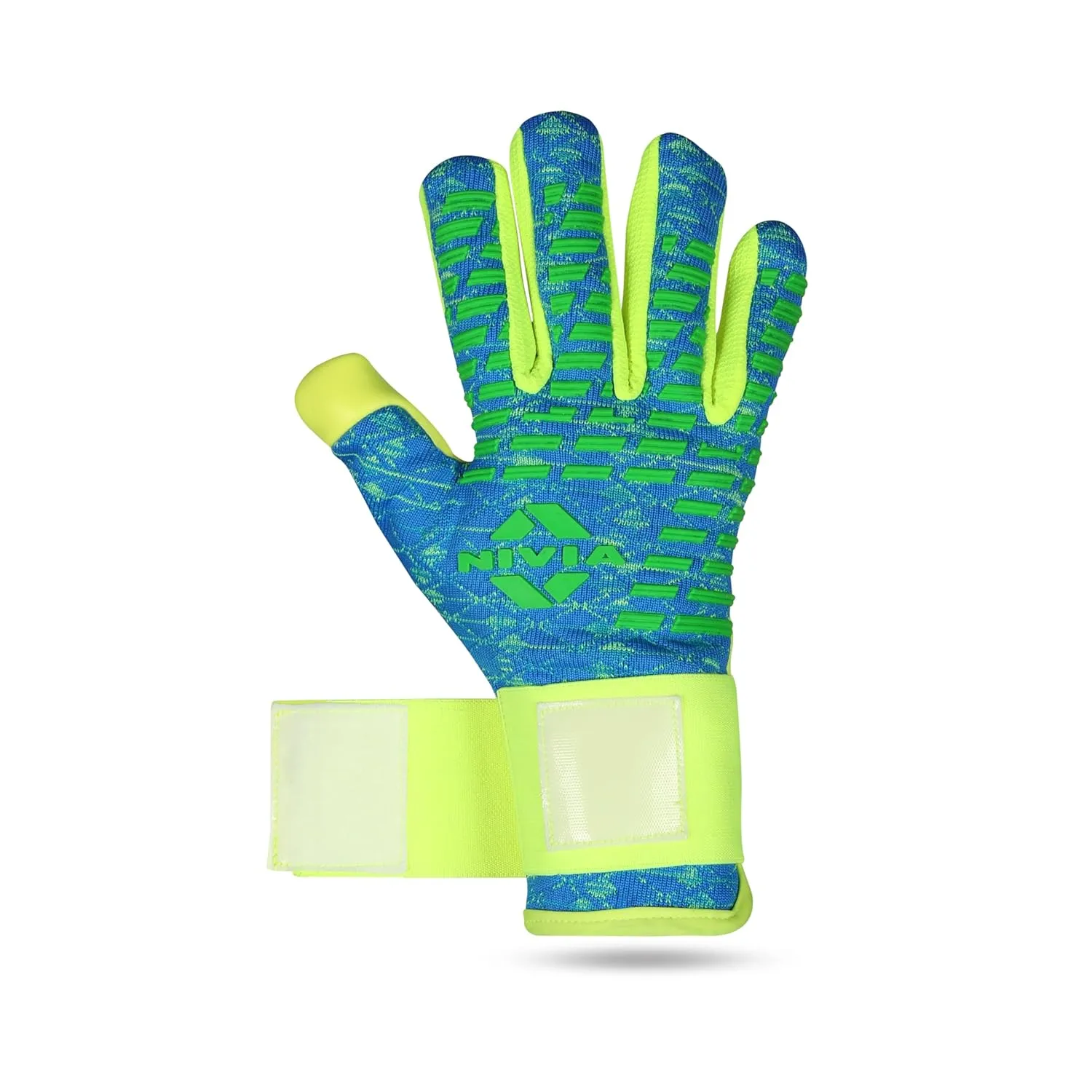 Nivia Latex Ashtang Goalkeeper Gloves, Large (SkyBlue/F.Green)