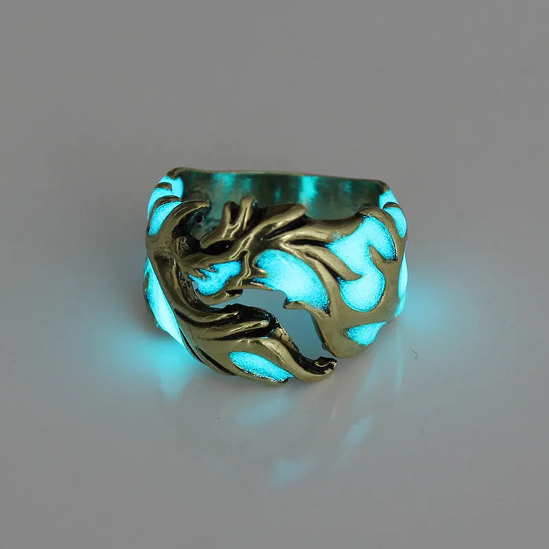 Noxian Luminous Dragon Ring: Multicolor Resin Inlay